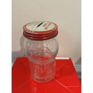 Vintage Lucky‎ Joe Bank Glass Jar Nash Underwood Chicago Prepared Mustard Sloted